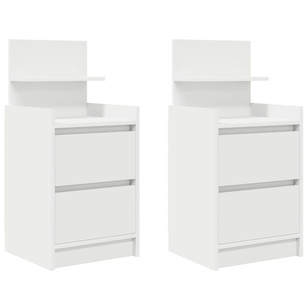 vidaXL Tables de chevet avec 2 tiroirs 2 pcs blanc 38x34x80 cm