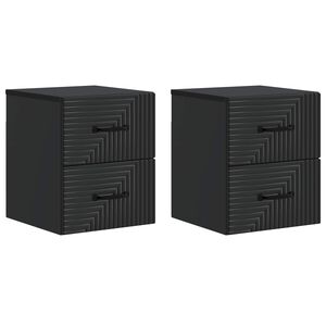 vidaXL Cabinet de chevet mural 2 pcs Noir 34,5 x 33 x 40 cm