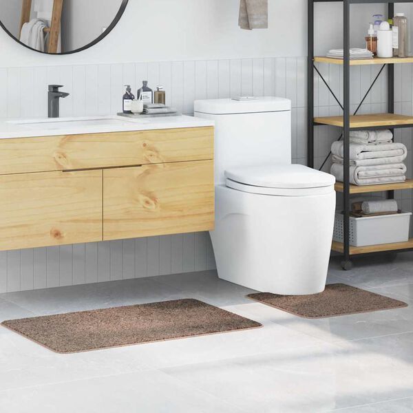 vidaXL Ensemble de tapis de bain antid&eacute;rapants 2 pcs Marron PP