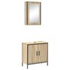 vidaXL Ensemble de mobilier de salle de bain avec &eacute;tag&egrave;re 2 pcs Marron