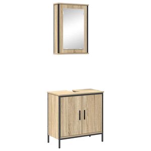 vidaXL Ensemble de mobilier de salle de bain avec &eacute;tag&egrave;re 2 pcs Marron
