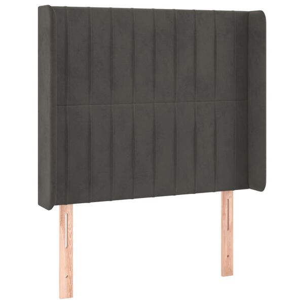 vidaXL T&ecirc;te de lit &agrave; LED Gris fonc&eacute; 103x16x118/128 cm Velours