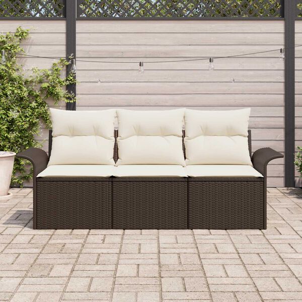 vidaXL Ensemble de canap&eacute; de jardin 3 pcs Marron Poly rotin