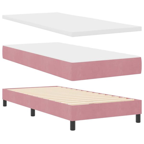 vidaXL Lit &agrave; ressorts avec matelas Rose 200 x 90 cm Velours
