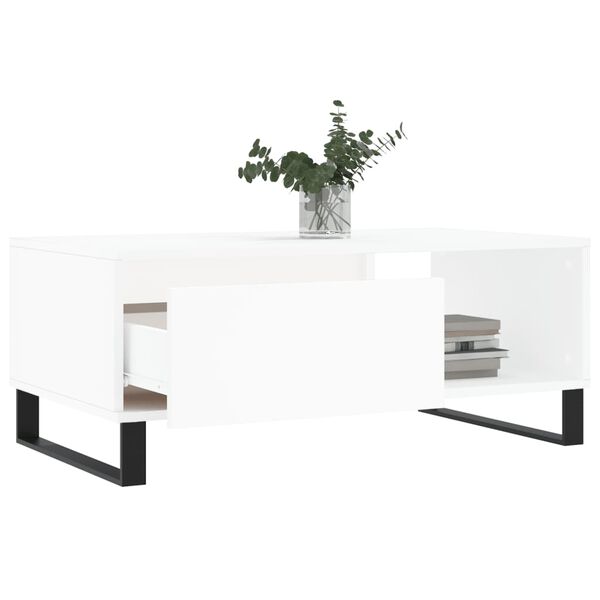 vidaXL Table basse Blanc 90x50x36,5 cm Bois d'ingénierie