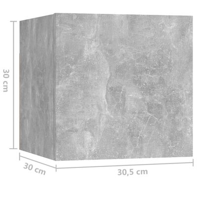 vidaXL Table de chevet Gris béton 30,5x30x30 cm Aggloméré