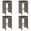 vidaXL Tabourets de bar de jardin et coussins lot de 4 r&eacute;sine tress&eacute;e