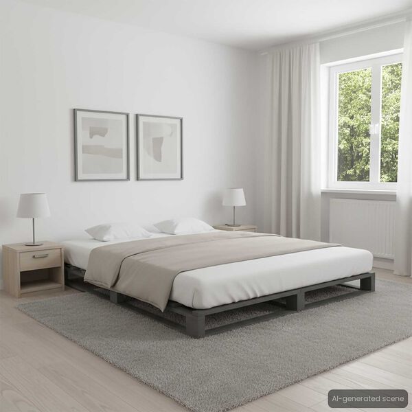 vidaXL Cadre de lit de palette sans matelas gris 180x200cm bois massif