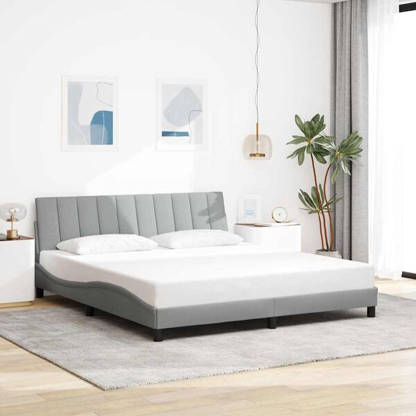 vidaXL Cadre de lit sans matelas Hanko gris clair 180x200 cm tissu