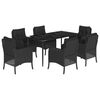 vidaXL Ensemble &agrave; manger de jardin coussins 7pcs Noir R&eacute;sine tress&eacute;e