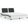 vidaXL Lit avec matelas Zadar blanc et noir 160x200 cm similicuir