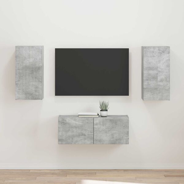 vidaXL Ensemble meuble TV 2 pcs Gris b&eacute;ton Bois d'ing&eacute;nierie