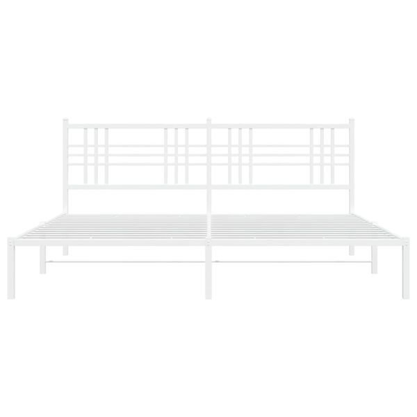 vidaXL Cadre de lit m&eacute;tal sans matelas et t&ecirc;te de lit blanc 183x213 cm