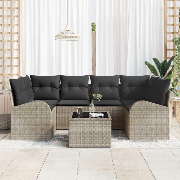 vidaXL Ensemble de canap&eacute; de jardin 7 pcs Gris clair et gris fonc&eacute;