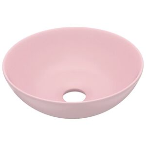 vidaXL Lavabo de salle de bain C&eacute;ramique Rose mat Rond