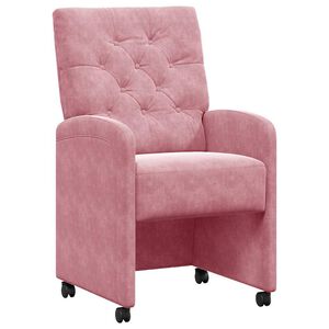 vidaXL Chaises de Salle &agrave; Manger avec Roues 2 pcs Rose 58 x 67 x 97 cm