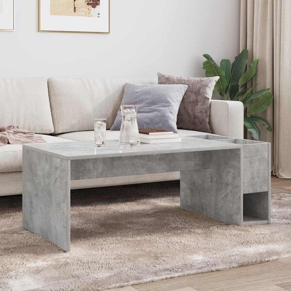 vidaXL Table basse Gris b&eacute;ton 101,5 x 50 x 37 cm Bois d'ing&eacute;nierie