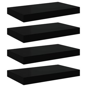vidaXL &Eacute;tag&egrave;res murales flottantes 4 pcs noir 40x23x3,8 cm MDF
