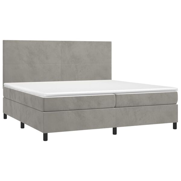vidaXL Sommier &agrave; lattes de lit et matelas Gris clair 200x200cm Velours