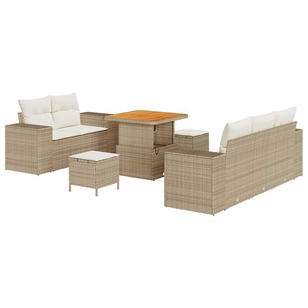 vidaXL Ensemble de canap&eacute; de jardin 8 pcs Beige et cr&egrave;me Poly Rattan