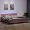 vidaXL Sommier &agrave; lattes de lit avec matelas et LED rose 180x210 cm velours