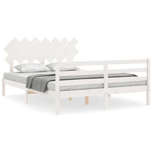 vidaXL Cadre de lit sans matelas blanc bois de pin massif