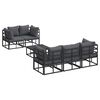 vidaXL Ensemble de canap&eacute; de jardin avec coussin 6 pcs Noir Acier