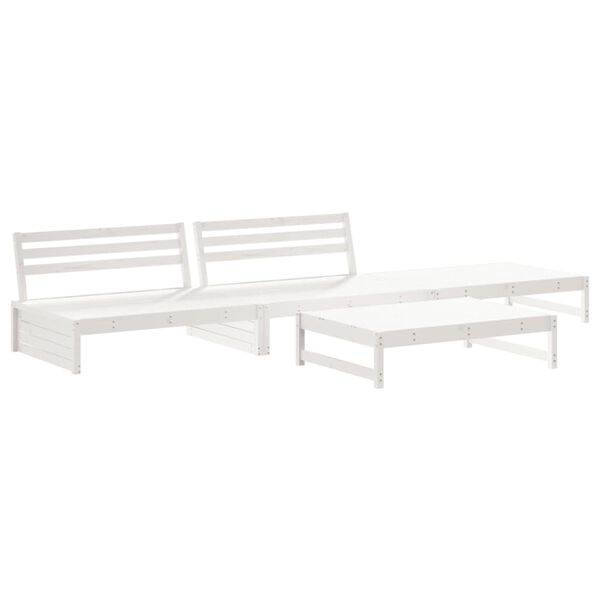 vidaXL Salon de jardin 4 pcs avec coussins blanc bois massif