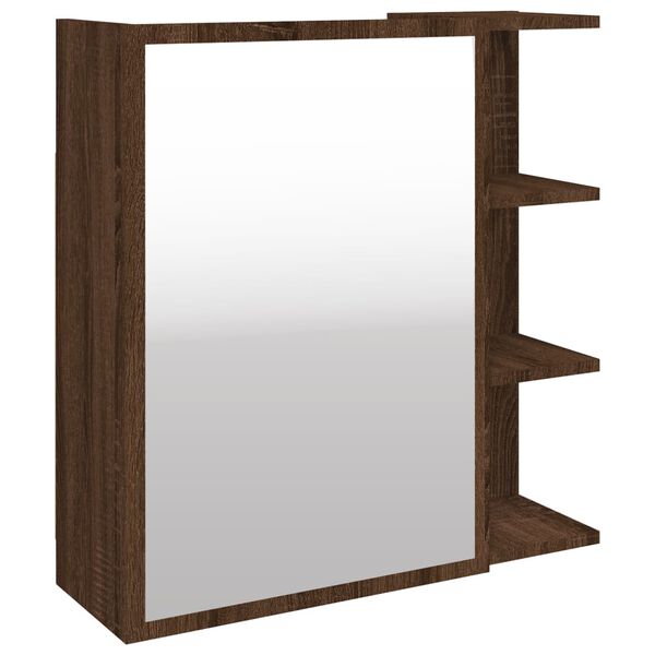 vidaXL Armoire &agrave; miroir de salle de bain Ch&ecirc;ne marron 62,5x20,5x64 cm