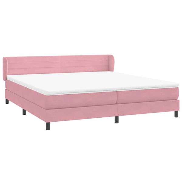 vidaXL Sommier &agrave; lattes de lit avec matelas rose 180x210 cm velours