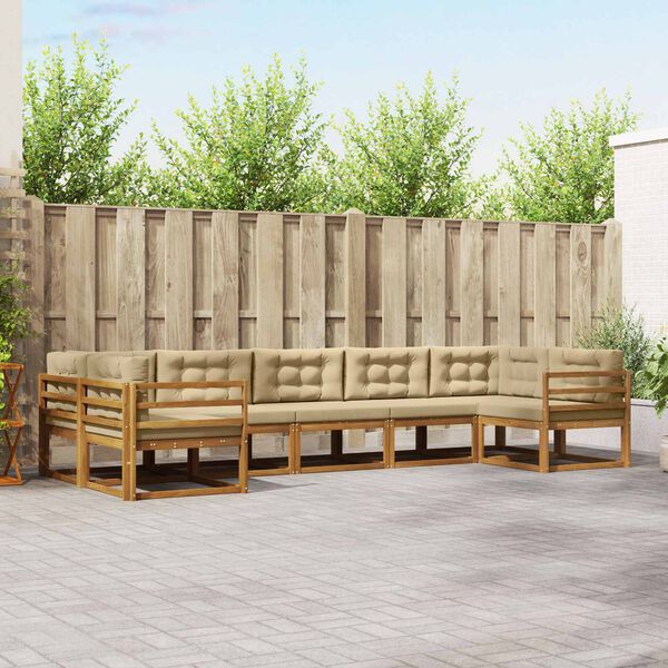 vidaXL Ensemble de canap&eacute;s d'ext&eacute;rieur 7 pcs Naturel et Beige