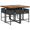 vidaXL Ensemble &agrave; manger de jardin coussins 5pcs Noir R&eacute;sine tress&eacute;e