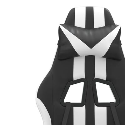 vidaXL Chaise de jeu avec repose-pied Noir et blanc Similicuir