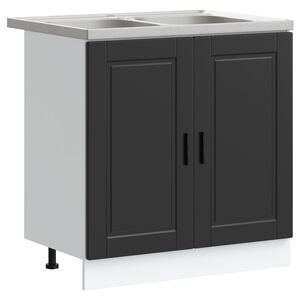 vidaXL Meuble sous &eacute;vier Porto 2 pc Noir 80 x 46 x 81,5 cm