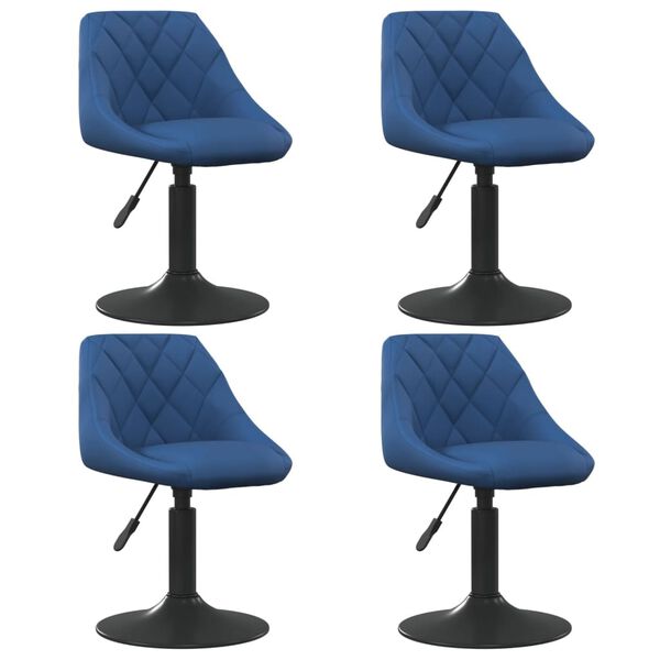 vidaXL Chaises pivotantes &agrave; manger lot de 4 bleu velours