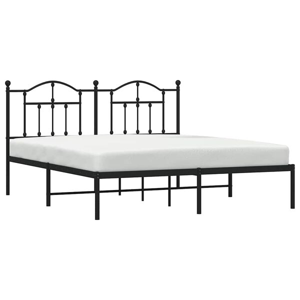 vidaXL Cadre de lit m&eacute;tal sans matelas et t&ecirc;te de lit noir 160x200 cm