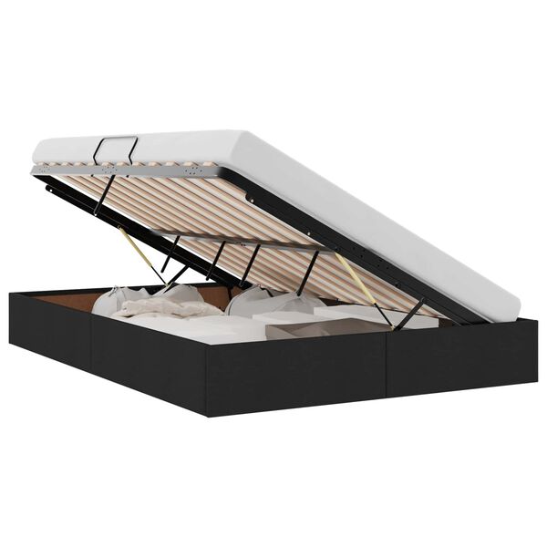 vidaXL Lit de Rangement avec matelas Noir 135 x 190 cm tissu