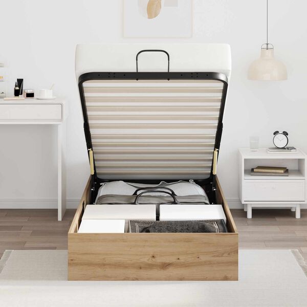 vidaXL Cadre de lit ottoman avec stockage Ch&ecirc;ne Artisanal 100 x 200 cm