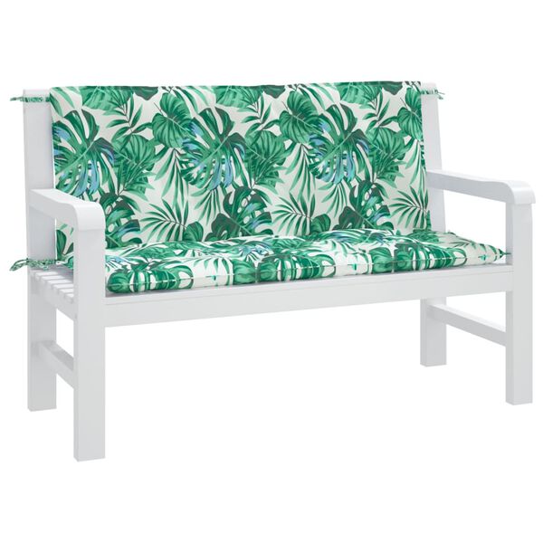 vidaXL Coussins de banc de jardin lot de 2 motif de feuilles