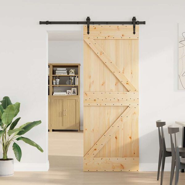 vidaXL Porte coulissante et kit de quincaillerie 80x210 cm pin massif