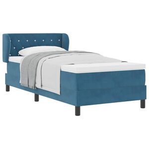 vidaXL Lit &agrave; ressorts avec t&ecirc;te de lit Bleu fonc&eacute; 90 x 190 cm Velours