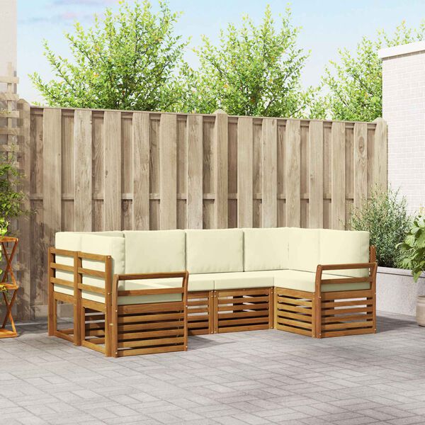 vidaXL Ensembles de canap&eacute;s avec coussin 6 pcs Naturel et Cr&egrave;me