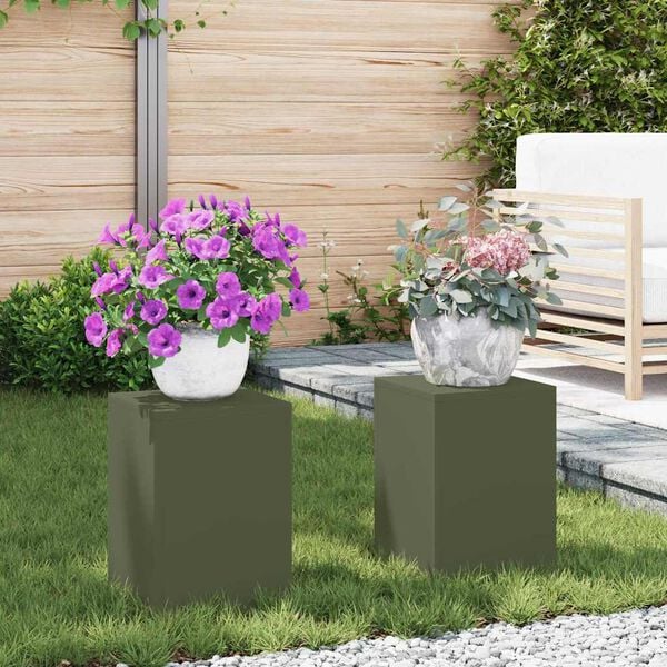 vidaXL Support de Plante 2 pcs Vert olive 24 x 24 x 35 cm Acier