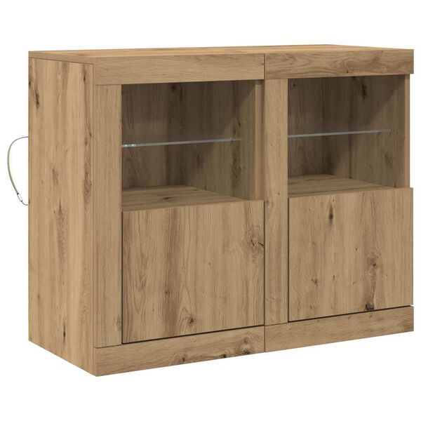 vidaXL Buffet LED 2 pcs Ch&ecirc;ne artisanal 41 x 37 x 67 cm