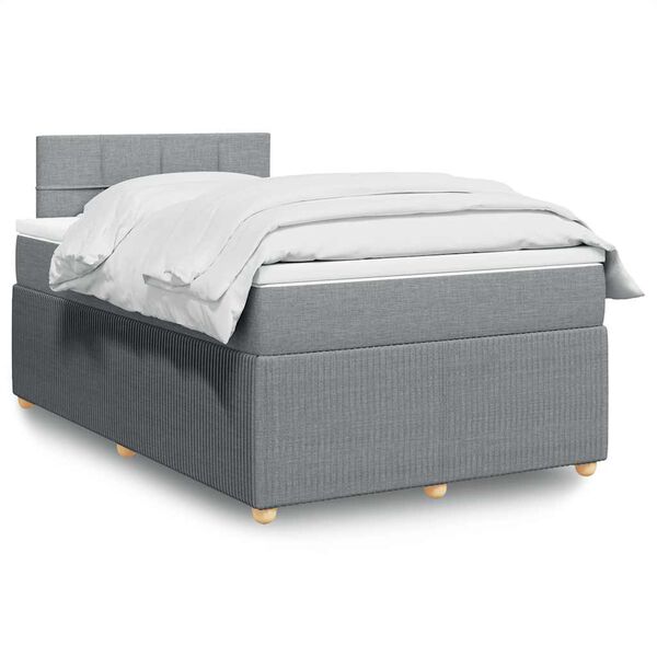 vidaXL Sommier &agrave; lattes de lit et matelas gris clair 120x190 cm tissu