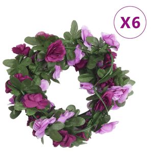 vidaXL Guirlandes de fleurs 6 pcs violet clair 250 cm