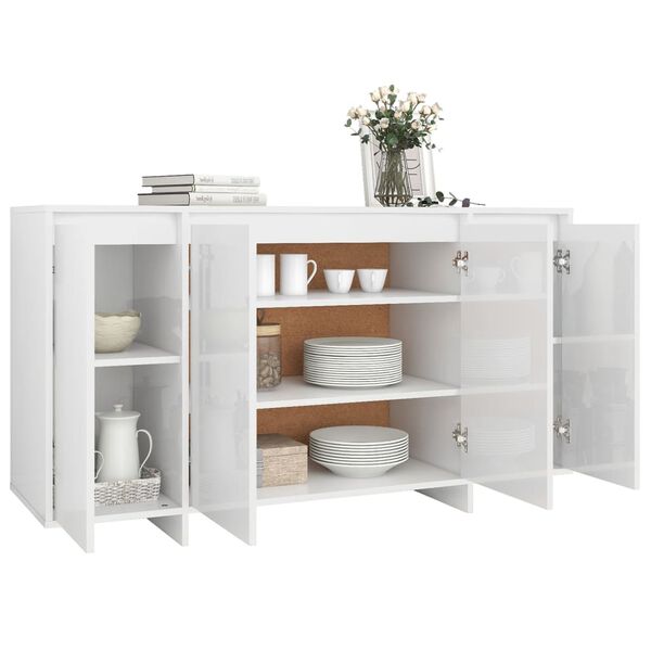 vidaXL Buffet blanc brillant 135x41x75 cm bois d'ing&eacute;nierie