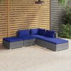 vidaXL Salon de jardin 5 pcs avec coussins r&eacute;sine tress&eacute;e gris