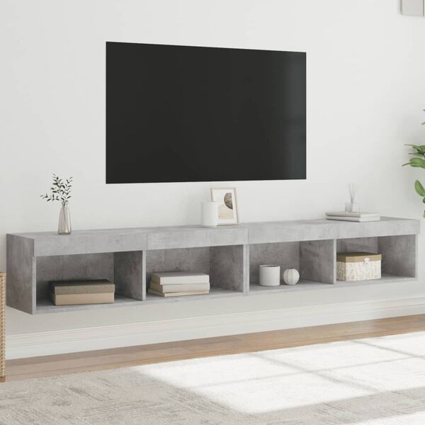vidaXL Meubles TV avec lumi&egrave;res LED 2 pcs gris b&eacute;ton 100x30x30 cm