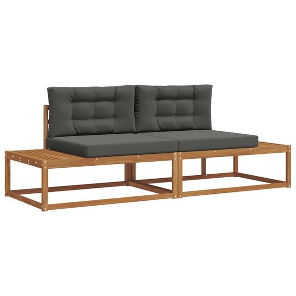 vidaXL Ensemble de canap&eacute;s d'ext&eacute;rieur 2 Pi&egrave;ce Naturel et Anthracite